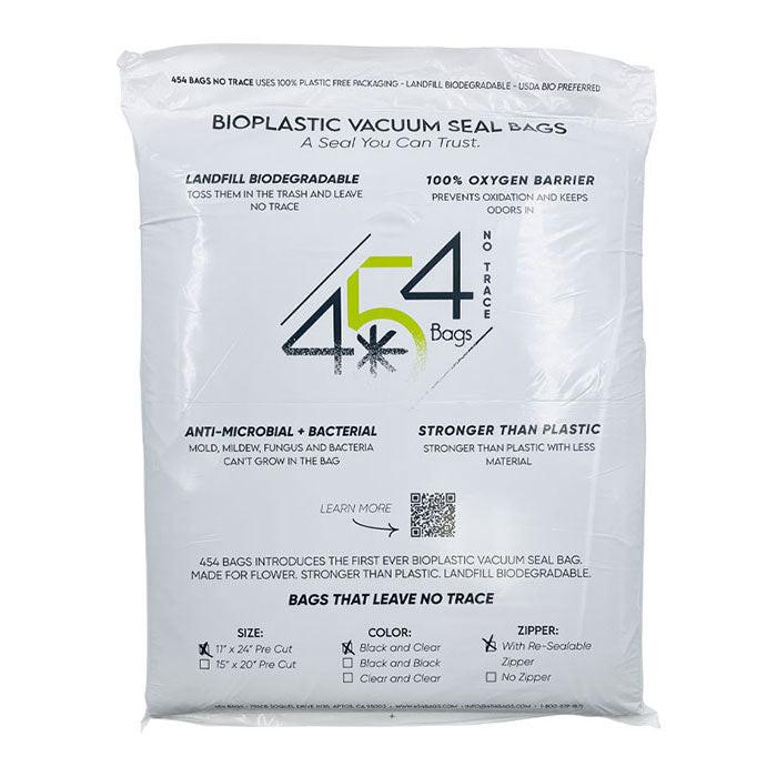 454 Bags BioPlastic Vacuum Seal Storage Bags with Resealable Zipper, 5 mil, 11 Inch x 24 Inch, Black & Clear - Pack of 50 - Image 2