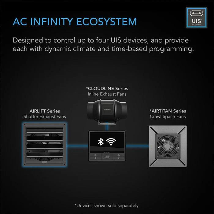 AC Infinity AIRLIFT T14 Smart Shutter Exhaust Ventilation Fan with Temperature Humidity Controller, 14" - Image 6