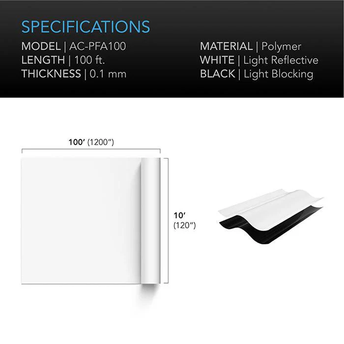 AC Infinity Black & White Reflective Panda Film, 10' x 100' - Image 2