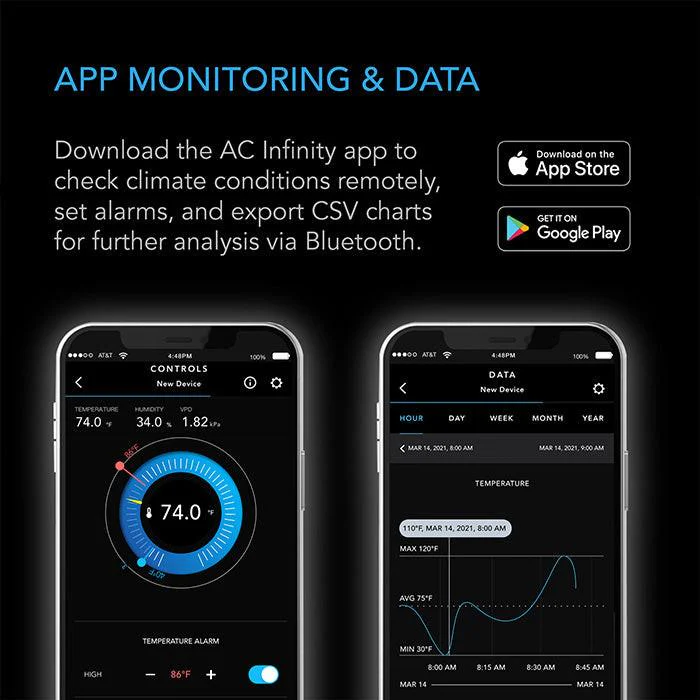AC Infinity CLOUDCOM A1 Mini Smart Thermo-Hygrometer, 12 ft. Sensor Probe - Image 4
