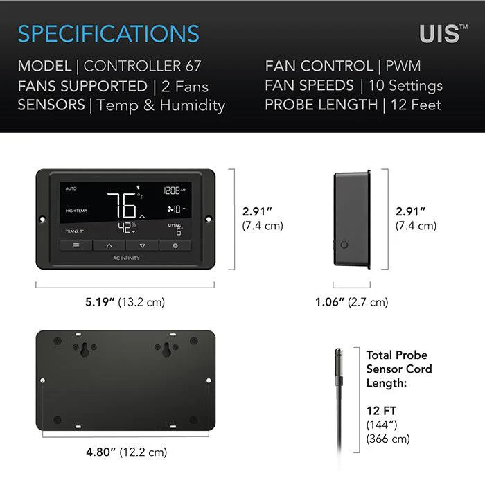 AC Infinity Controller 67 Temperature & Humidity Fan Controller - Image 5