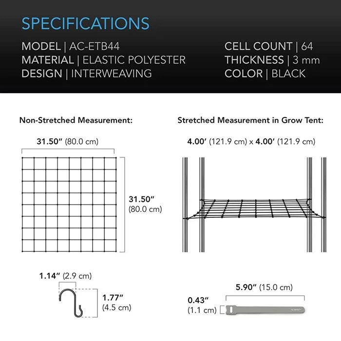 AC Infinity Elastic Grow Tent Trellis Netting, 4' x 4' - Image 2