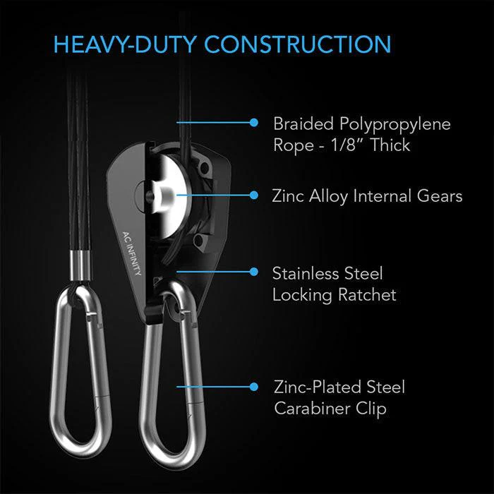 AC Infinity Heavy-Duty Adjustable Rope Clip Hanger, 2 Pairs - Image 4