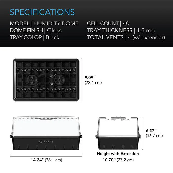AC Infinity Propagation Kit with Humidity Dome, 5x8 Cell Tray (40 Site) - Image 2