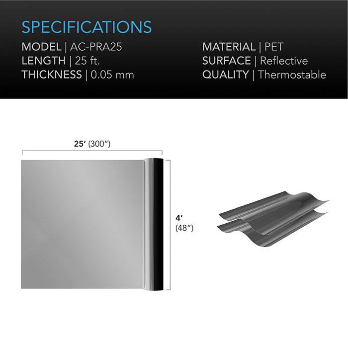 AC Infinity Reflective Mylar Film Roll, 4' x 25' - Image 7