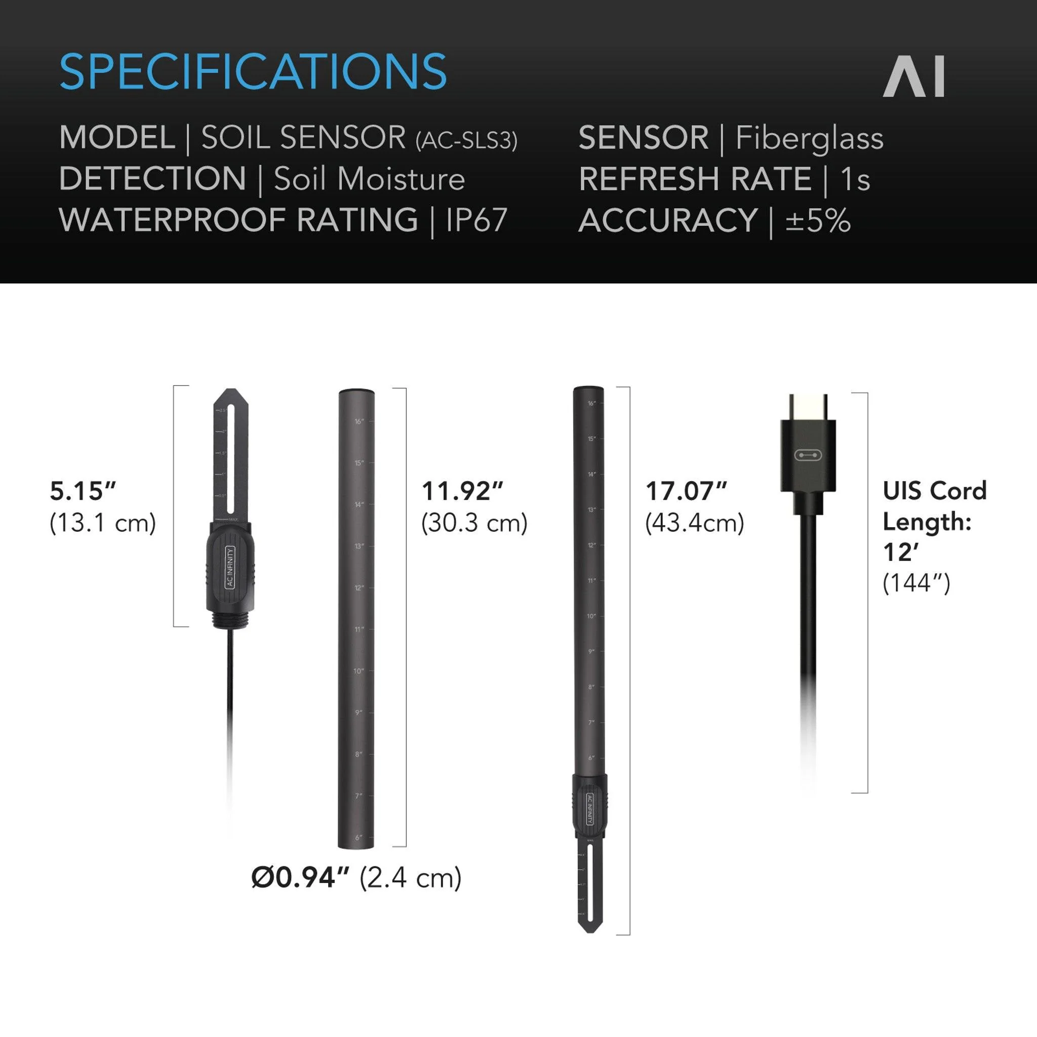 AC Infinity Soil Sensor Probe for Controller AI+ - Image 6