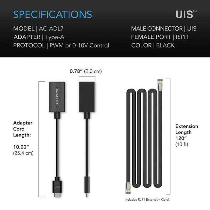 AC Infinity UIS Lighting Adapter Type-A for Lights with PWM or 0-10V Dimmers - Image 6