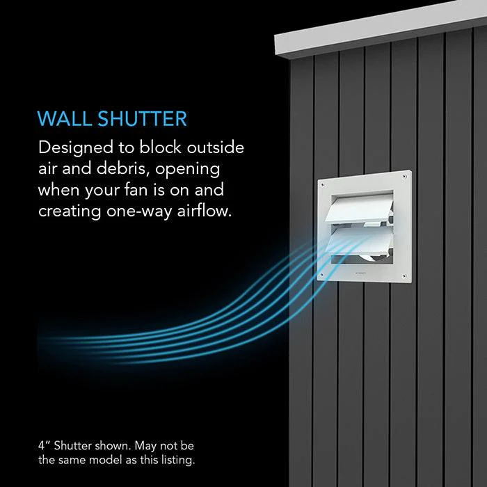 AC Infinity Wall-Mount Duct Shutter, White Steel, 4" - Image 3