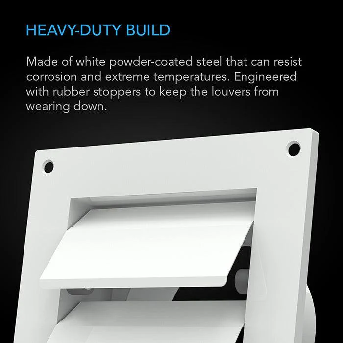 AC Infinity Wall-Mount Duct Shutter, White Steel, 6" - Image 2