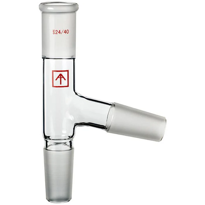 Across International 24/40 Joint 75 Degree Glass Three-Way Tee Adapter