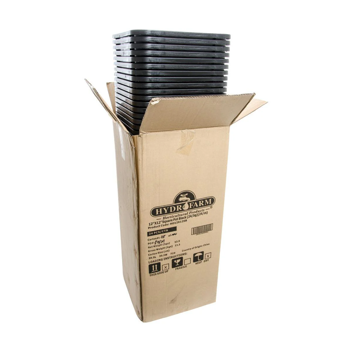 Active Aqua 12" x 12" Square Black Pot, 12" Tall, Case of 24 - Image 2