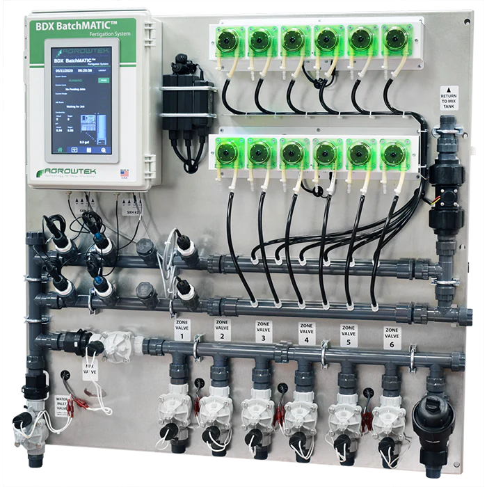 Agrowtek GrowControl BDX BatchMatic 6-Zone/5 Peristaltic Pump Fertigation System With Dual Temperature, pH, & EC Sensors & Single ORP Sensor - Image 4