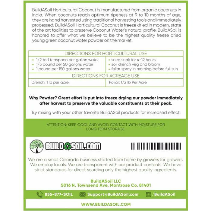 BuildASoil Coconut Water Powder, 2 lb. - Image 2