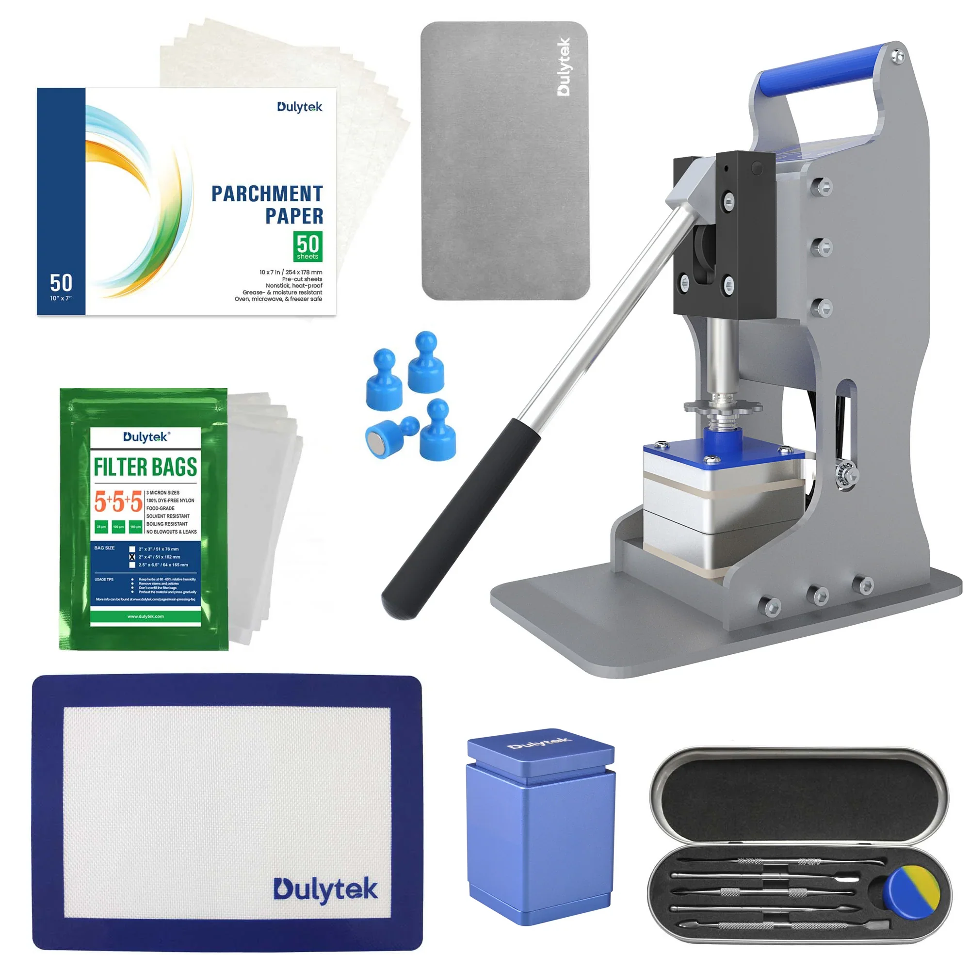 Dulytek DM2 2-Ton Manual Rosin Press With Accessory Bundle