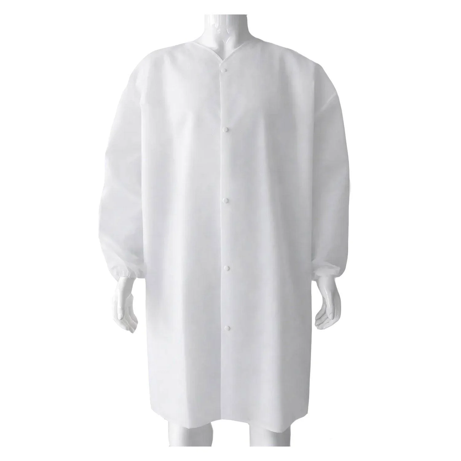 HBX Disposable Lab Coat, No Pocket, Large - Pack of 10