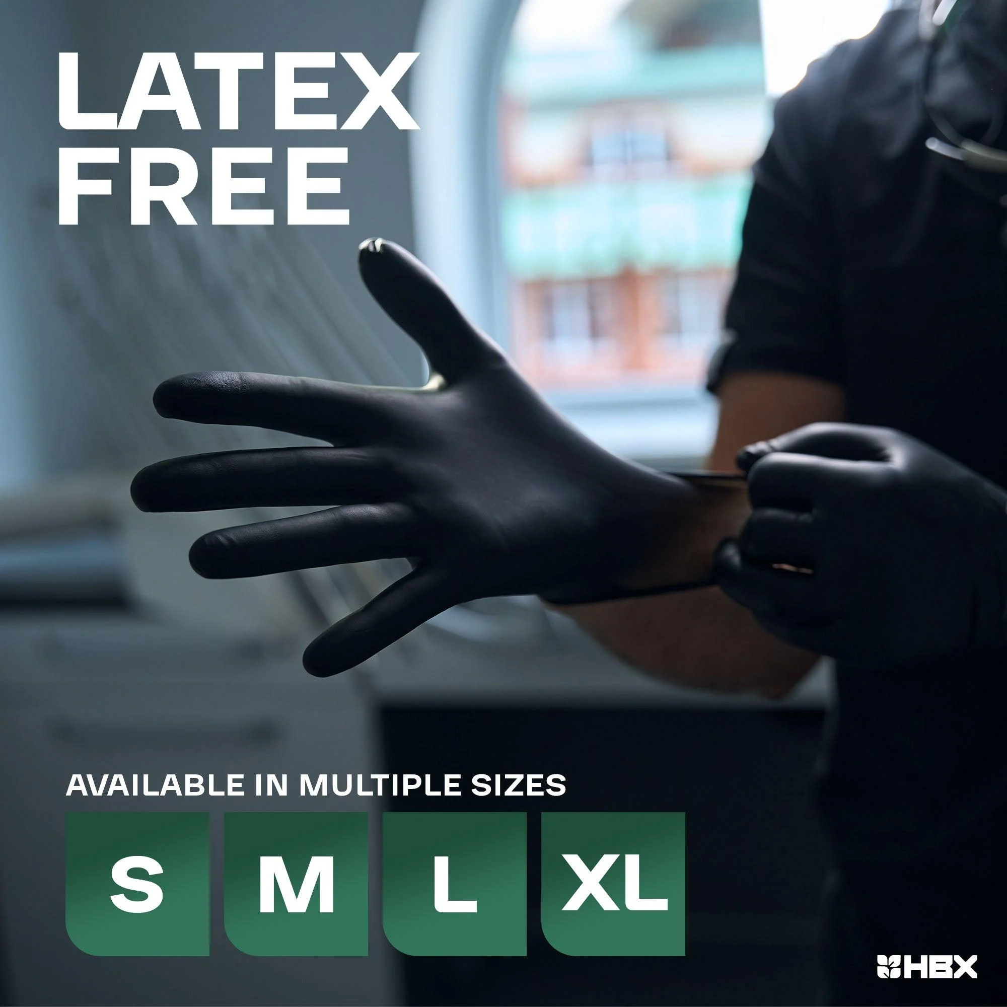 HBX Heavy Duty Premium Black Nitrile Gloves, Medium, Box of 100 - Image 4