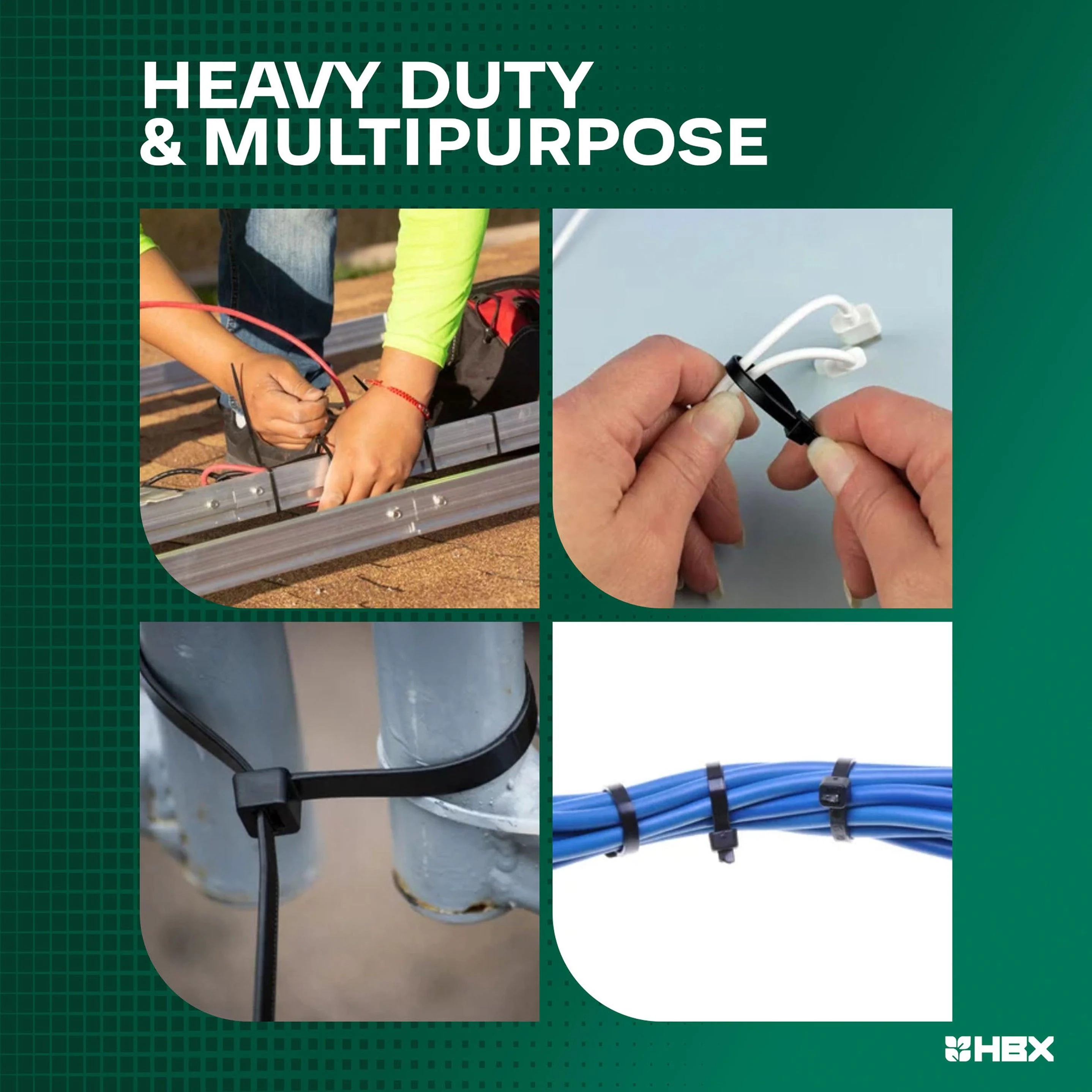 HBX Multiuse Cable Tie 8 Inch, Nylon 6/6, 50 lb. Capacity - Pack of 1,000 - Image 4
