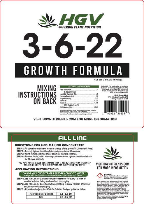 HGV Grow - Dry Ready-To-Mix Formula 3-6-22, 1 Gallon Jug - Image 3