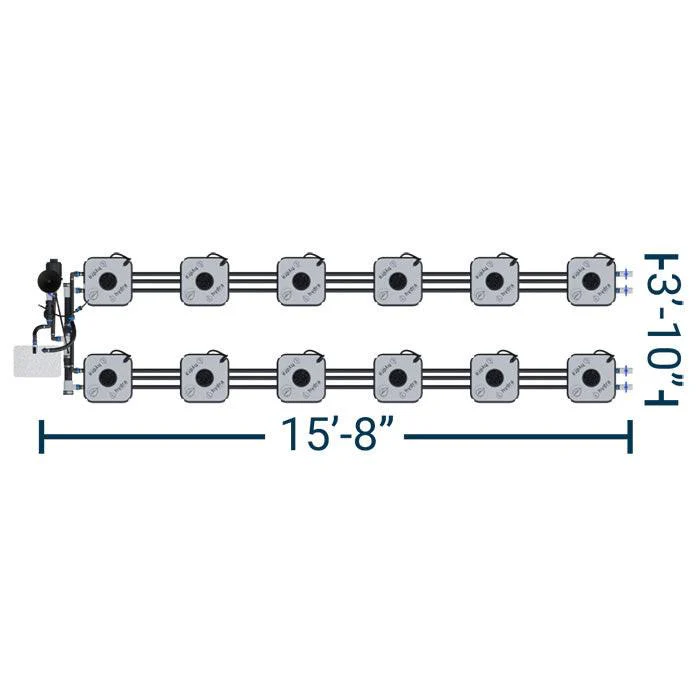 HydraMax Professional RDWC Hydroponic System, 2-Row, 12-Site System - Image 2