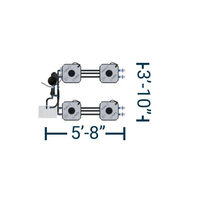 HydraMax Professional RDWC Hydroponic System, 2-Row, 4-Site System - Image 2