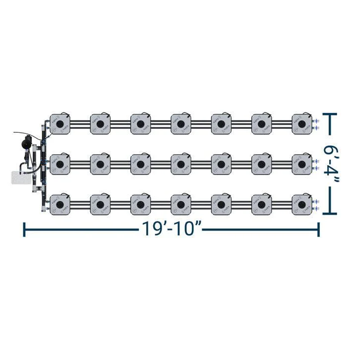 HydraMax Professional RDWC Hydroponic System, 3-Row, 21-Site System - Image 2