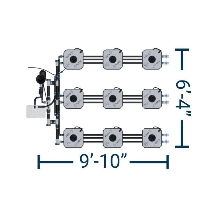 HydraMax Professional RDWC Hydroponic System, 3-Row, 9-Site System - Image 2