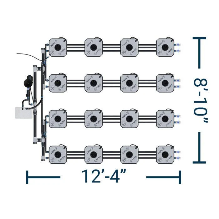 HydraMax Professional RDWC Hydroponic System, 4-Row, 16-Site System - Image 2
