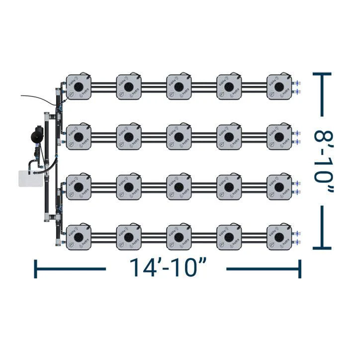 HydraMax Professional RDWC Hydroponic System, 4-Row, 20-Site System - Image 2