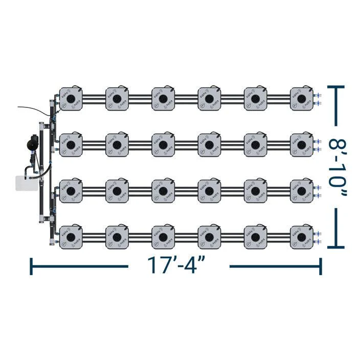 HydraMax Professional RDWC Hydroponic System, 4-Row, 24-Site System - Image 2