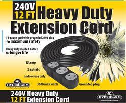 Hydrofarm Extension Cord, 240v 12ft - Image 2