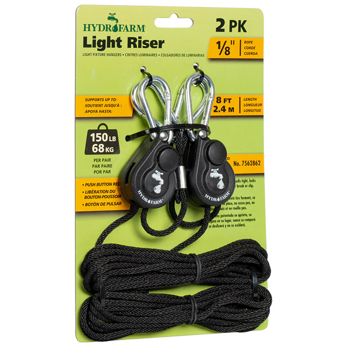 Hydrofarm Push Button Light Hangers 1/8 in - Black - (2 Per Pack) - Image 2