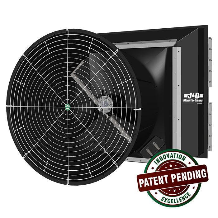 J&D Manufacturing Light Trap System, 55" - 24740 CFM (Belt Drive, 115/208-230 Volt, 2HP, Single Phase, With Cone, Slant, Aluminum Shutter, 3 Blade Cast Aluminum Prop) - Image 3