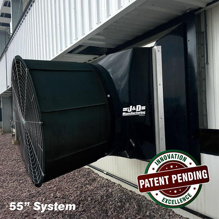 J&D Manufacturing Light Trap System, 55" - 26365 CFM (Belt Drive, 230-460 Volt, 2HP, Three Phase, With Cone, Slant, Aluminum Shutter, 3 Blade Cast Aluminum Prop) - Image 4