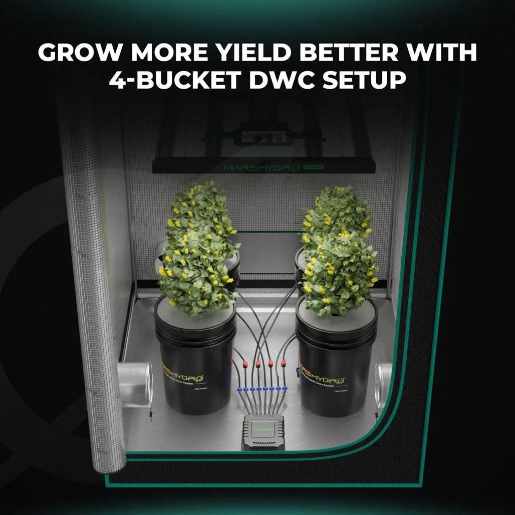 Mars Hydro 5 Gallon, 4 Bucket DWC Hydroponic System - Image 2