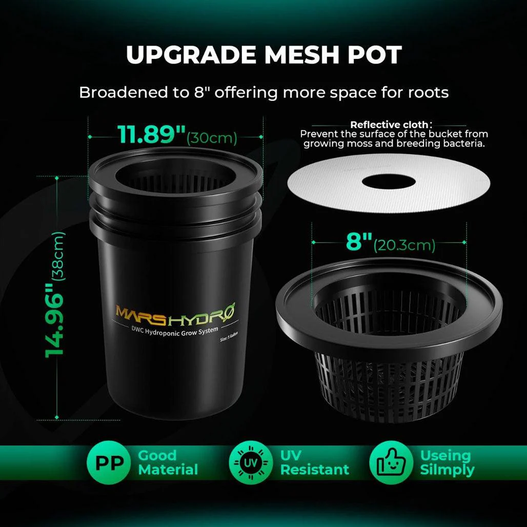 Mars Hydro 5 Gallon, 4 Bucket DWC Hydroponic System - Image 7