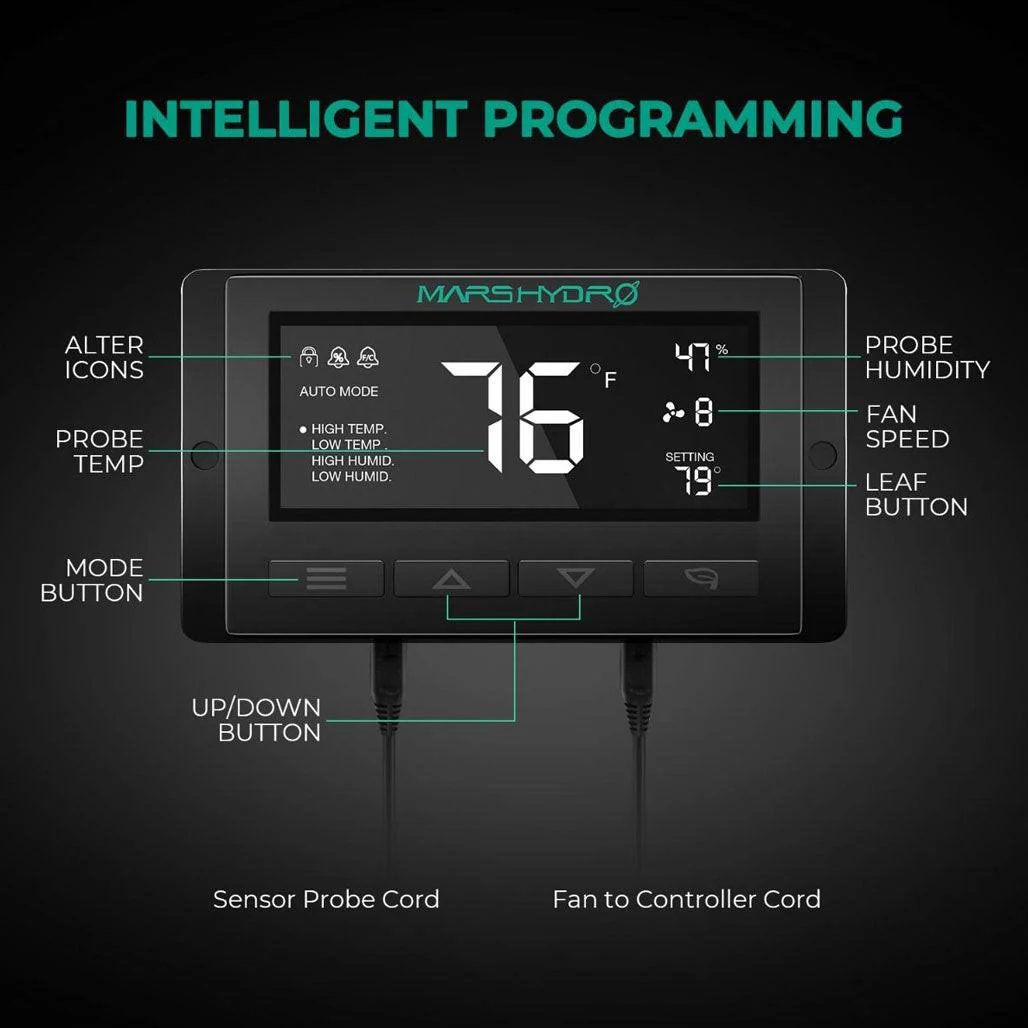 Mars Hydro Inline Fan And Carbon Filter Combo With Thermostat Controller - Image 7