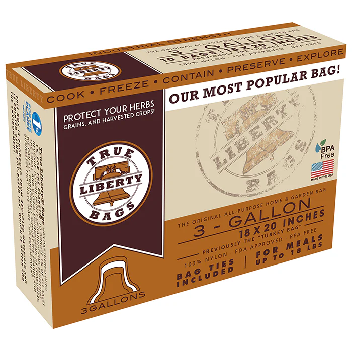 True Liberty Bags All Purpose Storage Bags, 3 Gallon Bags 18 Inch x 20 Inch, Pack of 10