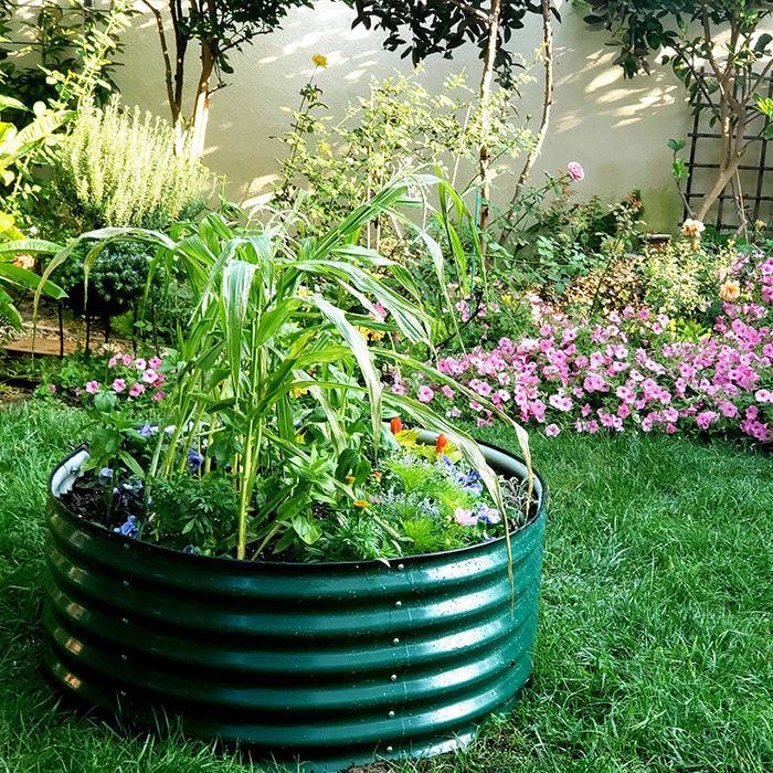 Vego Garden 17 Inch Tall 42 Wide Round Metal Raised Garden Bed - Modern Gray - Image 9