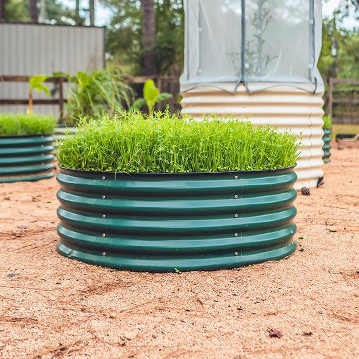Vego Garden 17 Inch Tall 42 Wide Round Metal Raised Garden Bed - Pearl White - Image 7