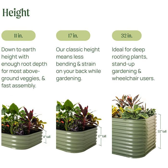 Vego Garden 32 Inch Tall 6 in 1 Modular Metal Raised Garden Bed Kit - Olive Green - Image 5