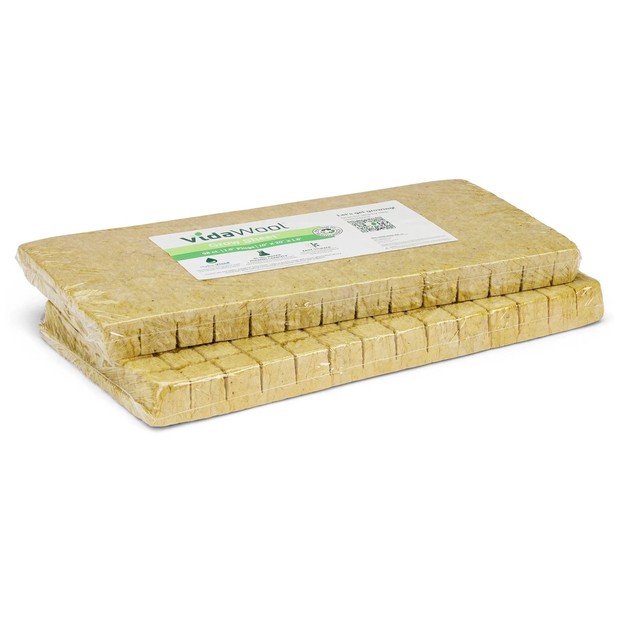 VidaWool Grow Sheet, 1.5" Plug, 98/Sheet, Wrapped, Case of 28 Sheets