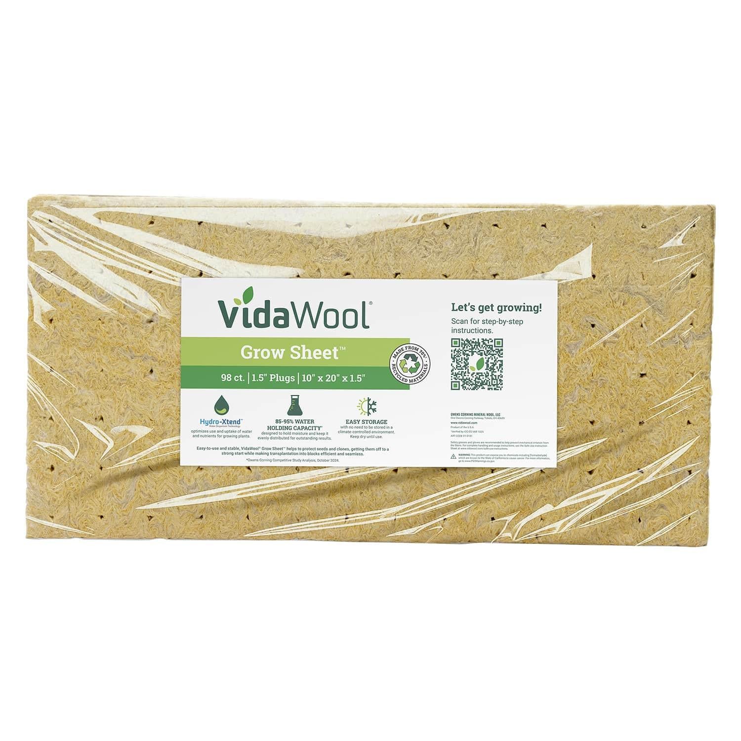 VidaWool Grow Sheet, 1.5" Plug, 98/Sheet, Wrapped, Case of 28 Sheets - Image 4