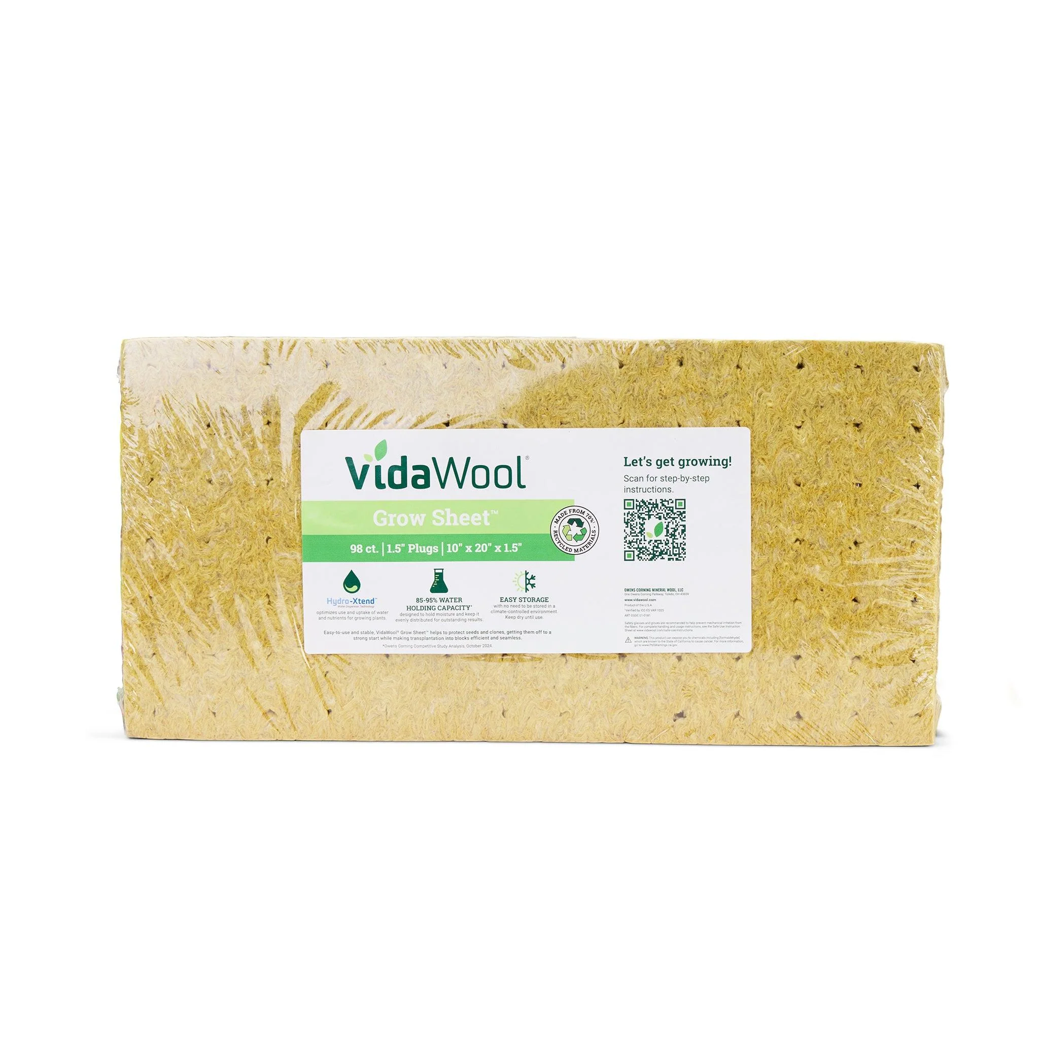 VidaWool Grow Sheet, 1.5" Plug, 98/Sheet, Wrapped, Case of 28 Sheets - Image 6