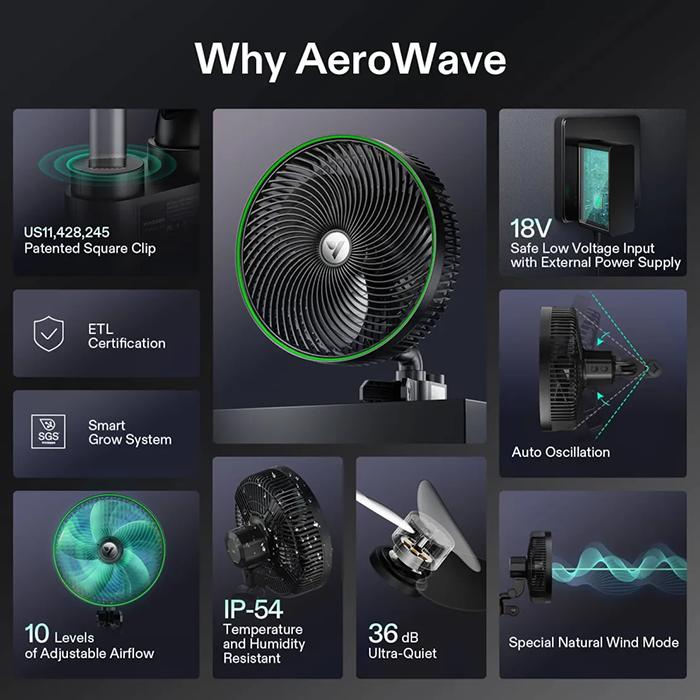Vivosun AeroWave E9 Oscillating Grow Tent Clip Fan - Image 7