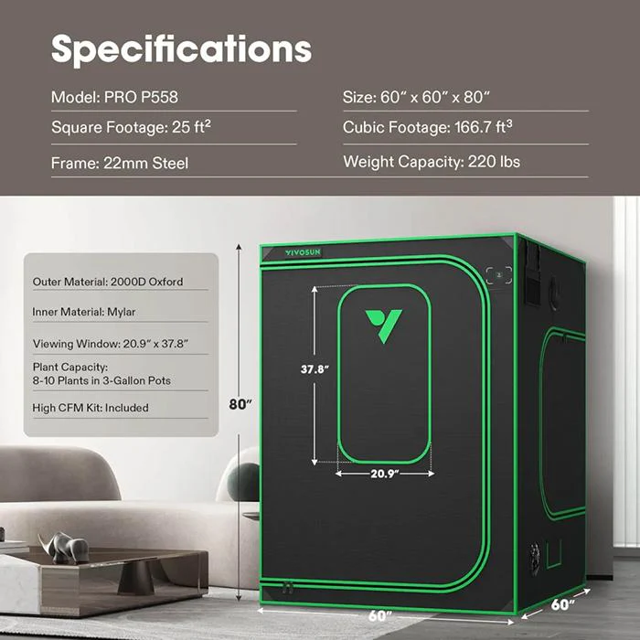 Vivosun P558 5' x 5' Grow Tent Pro - Image 8