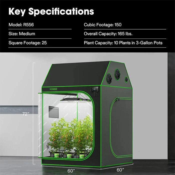 Vivosun R556 5' x 5' Roof Grow Tent - Image 9