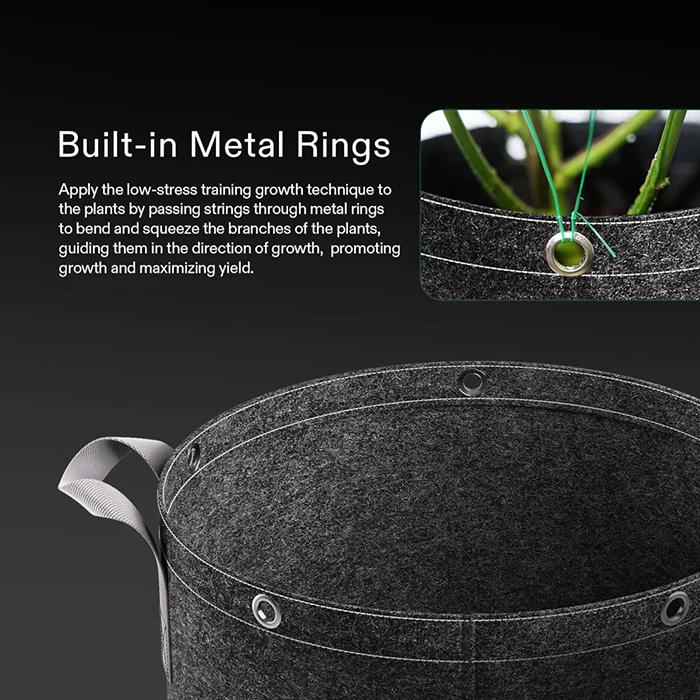 Vivosun Thick Nonwoven Fabric Pot with Handles & Multi-Purpose Rings, 15 Gallon, Pack of 5 - Image 3