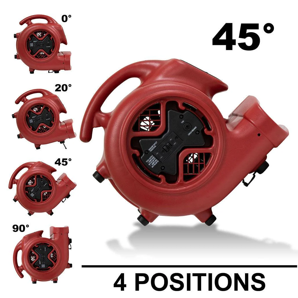 XPOWER X-600A Air Mover, 1/3 HP, 2400 CFM, Red - Image 4